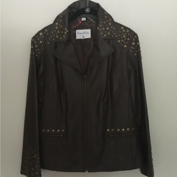 Gorgeous Pamela McCoy Studded Leather Jacket (new-never-worn-new) Size Medium - Picture 2 of 13